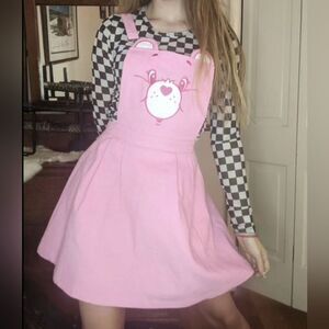 Dolls Kill Care Bear Pink Pinafore Corduroy New with Tag XS
